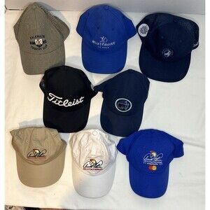 Lot of 8 Golf Hats incl Arnold Palmer Invitational Titleist Masters See Descript